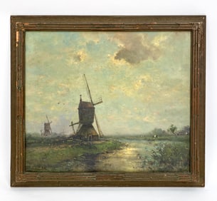 19TH C. DUTCH LANDSCAPE O/C PAINTING