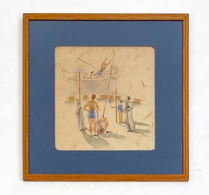 C. 1940S AIRBRUSH PAINTING ACROBATS