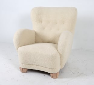 MANNER OF FLEMMING LASSEN LAMBS WOOL LOUNGE CHAIR