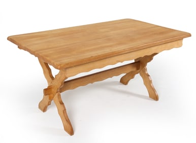 KJAERNULF STYLE DANISH OAK TRESTLE DINING TABLE