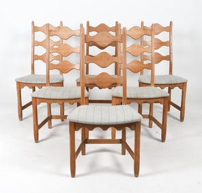 (6) KJAERNULF STYLE DANISH OAK DINING CHAIRS