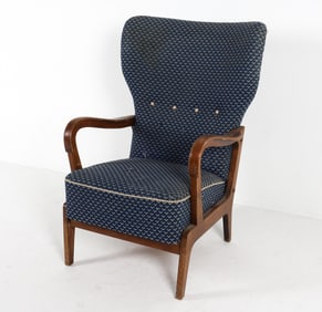 MID-CENTURY DANISH HIGH BACK LOUNGE CHAIR C. 1960S