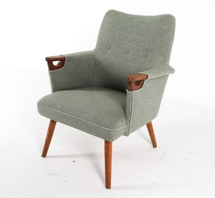 MID-CENTURY DANISH TEAK & WOOL LOUNGE CHAIR