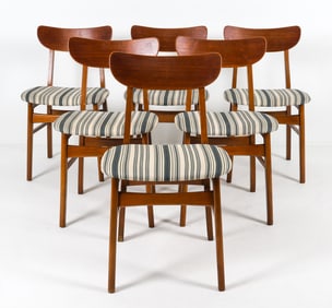 (6) MID-CENTURY DANISH TEAK DINING CHAIRS C.1960S