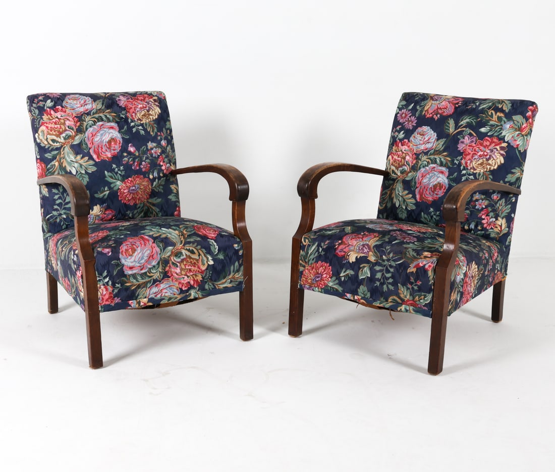 PAIR MID-CENTURY DANISH BEECH LOUNGE CHAIRS (1 of 18)