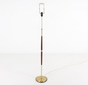 VIKTRA DANISH BRASS & TEAK FLOOR LAMP C. 1960S
