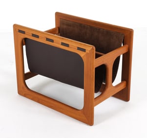 AKSEL KJERSGAARD TEAK & SUEDE MAGAZINE RACK