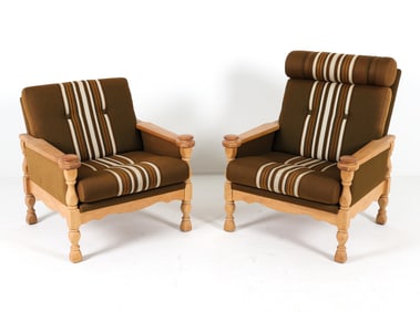 PAIR OF KJAERNULF STYLE OAK LOUNGE CHAIRS C. 1970S