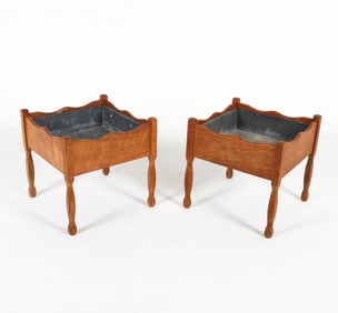 PAIR KJAERNULF STYLE DANISH OAK PLANTERS C. 1970S