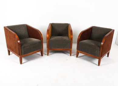 (3) SCANDINAVIAN DECO STYLE SUEDE LOUNGE CHAIRS