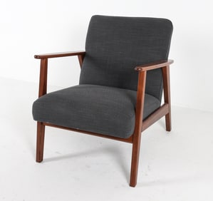 IKEA EKENASET OAK & WOOL LOUNGE CHAIR C. 1970S