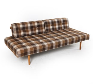 SCANDINAVIAN OAK & WOOL DAYBED SOFA C. 1970S