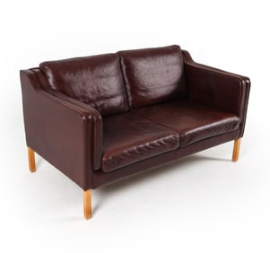 BORGE MOGENSEN STYLE LEATHER SOFA C. 1970S