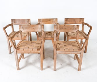 (5) MID-CENTURY DANISH PINE DINING CHAIRS C. 1960S