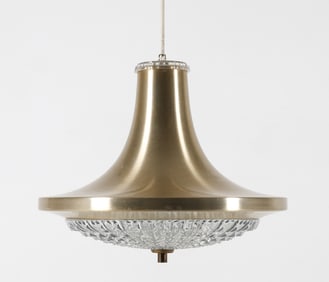 DANISH VITRIKA BRASS & CRYSTAL PENDANT LIGHT