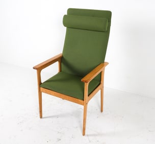 O. D. MOBLER DANISH OAK HIGHBACK LOUNGE CHAIR