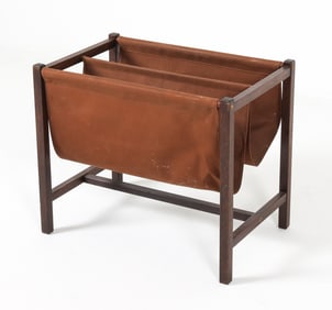 MID-CENTURY DANISH OAK MAGAZINE RACK C. 1970S