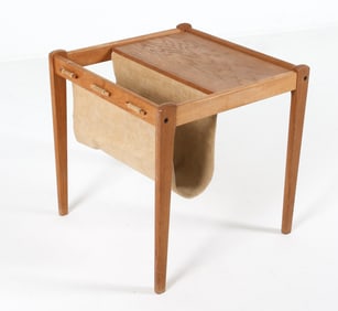 MID-CENTURY DANISH OAK MAGAZINE RACK C. 1970S