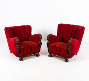 PAIR DANISH DECO STYLE LOUNGE CHAIRS