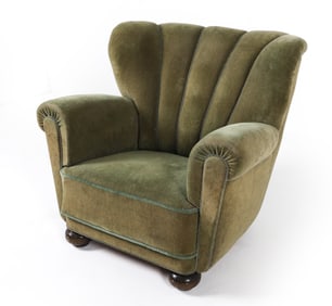 MID-CENTURY DANISH VELOUR LOUNGE CHAIR C. 1960S