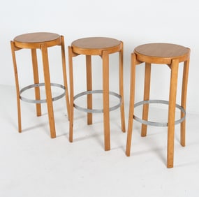 (3) FARSTRUP DANISH BEECH BAR STOOLS C. 1960S