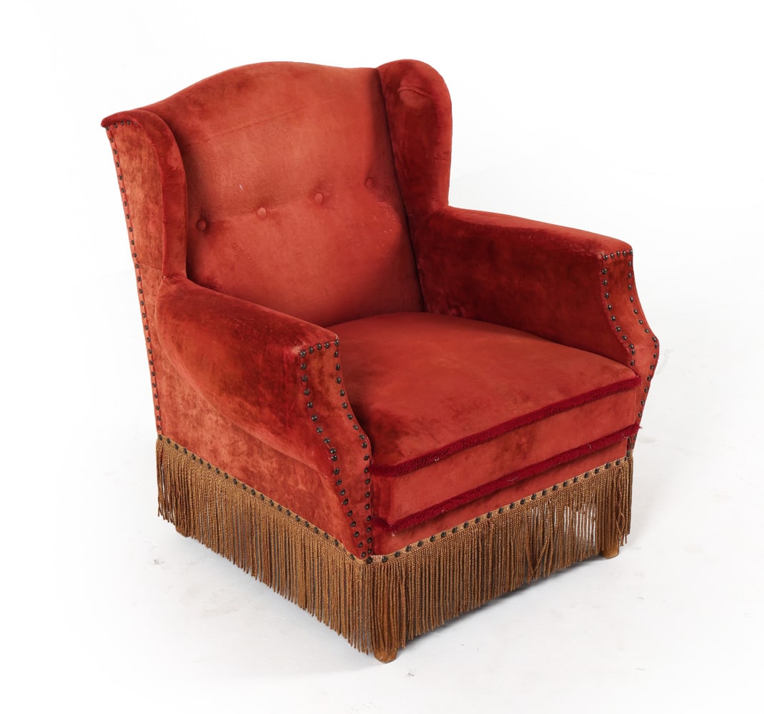 DANISH ART DECO VELOUR CLUB CHAIR C. 1940S (1 of 17)