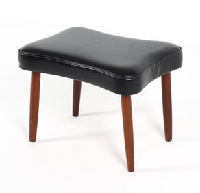 MID-CENTURY DANISH TEAK & LEATHER OTTOMAN C. 1960S