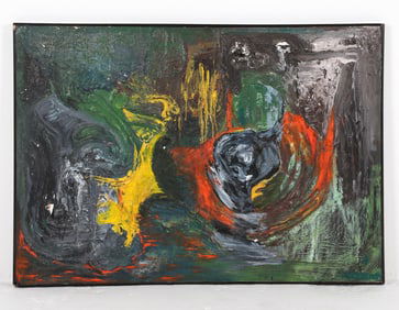 DANISH MID-CENURY ABSTRACT O/B PAINTING