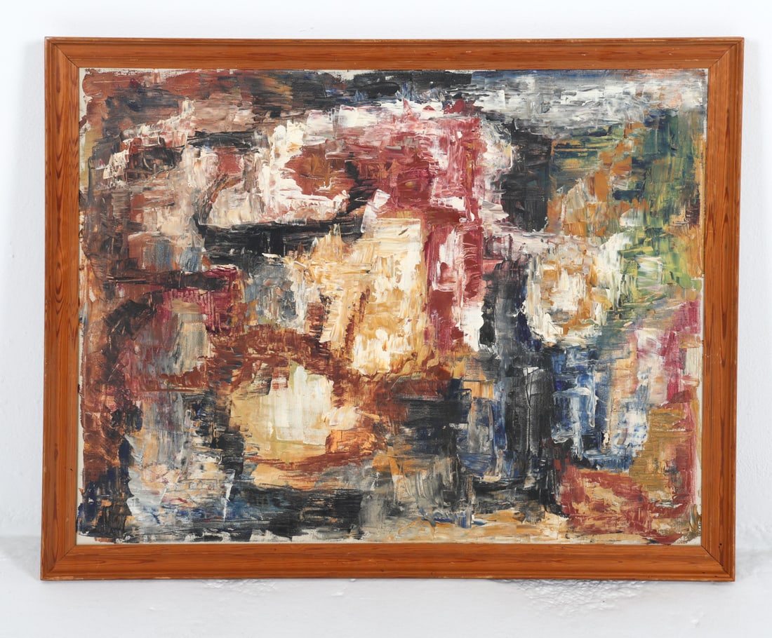 SCANDINAVIAN MID-CENTURY ABSTRACT O/C PAINTING (1 of 9)