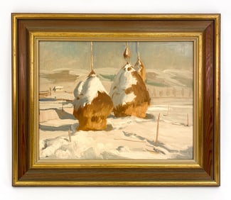 ANTONINI MARIO IMPRESSIONIST WINTER LANDSCAPE O/B