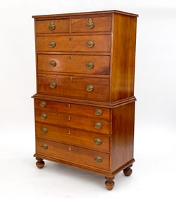 18TH C. CHIPPENDALE CHERRY CHEST ON CHEST