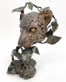 MARK HOPKINS (20/21ST C.) BRONZE LEOPARD SCULPTURE