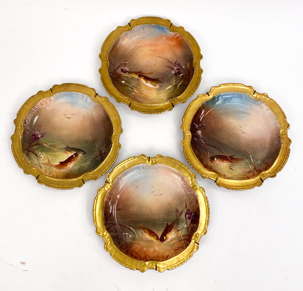 LIMOGES FRENCH PORCELAIN FISH PLATES (1 of 20)