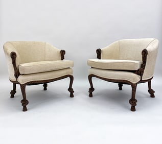 NAPOLEON III STYLE TWISTED ROPE & KNOT ARMCHAIRS