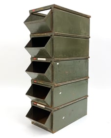 MILITARY-GREEN METAL INDUSTRIAL HARDWARE BINS