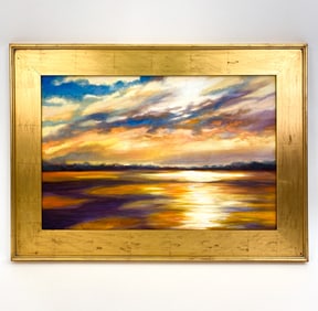 KAREN D. SCHMITZ GREENWICH SUNSET O/B PAINTING