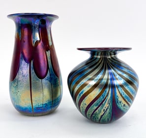 STUDIO ART GLASS IRIDESCENT VASES