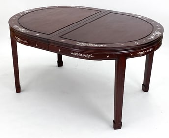 CHINESE ROSEWOOD & MOTHER OF PEARL DINING TABLE