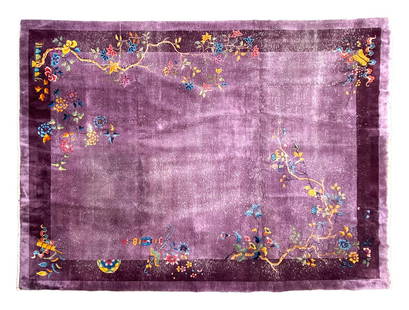 CHINESE ART DECO RUG: Room size rug, circa 1930. Dimensions: 10' x 13' 8" Condition: Wear consistent with age and use.