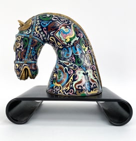 CHINESE CLOISONNE ENAMEL HORSE HEAD SCULPTURE
