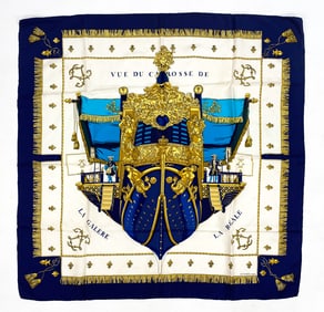 HERMES VUE DU CARROSSE DE LA GALE SILK SCARF