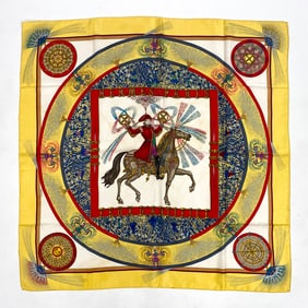 VINTAGE HERMES FAUX D' ARTIFICE SILK SCARF