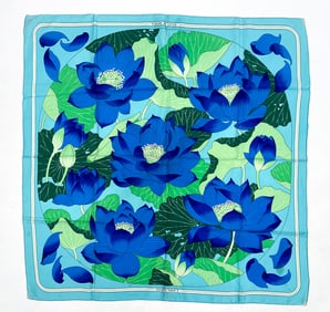 VINTAGE HERMES FLEURS DE LOTUS SILK SCARF