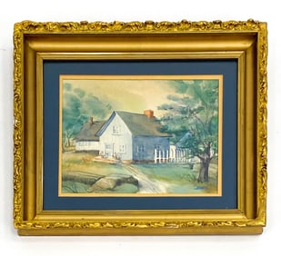 LANDSCAPE W/ HOUSE WATERCOLOR