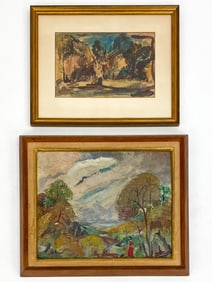 LAZZARI ABSTRACT LANDSCAPE WATERCOLOR & OIL