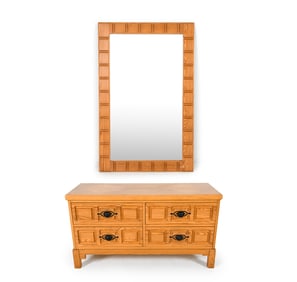 FROSEKE SWEDISH PINE LOW CHEST & MIRROR