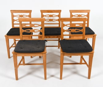 (5) SCANDINAVIAN PINE DINING CHAIRS 20TH C.