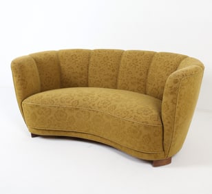 MID-CENTURY DANISH MOHAIR BANANA SOFA C. 1960S