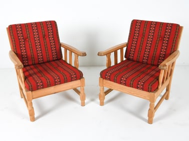 PAIR OF SCANDINAVIAN PINE LOUNGE CHAIRS