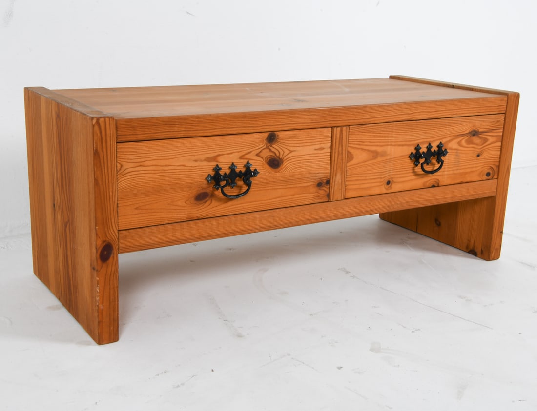 DANISH PINE LOW CONSOLE CHEST C. 1970'S (1 of 14)